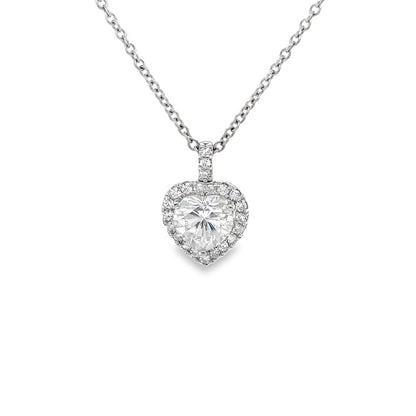 2.13 CTW Moissanite Heart Halo Pendant