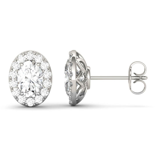 2.22 CTW Oval Moissanite Halo Earrings