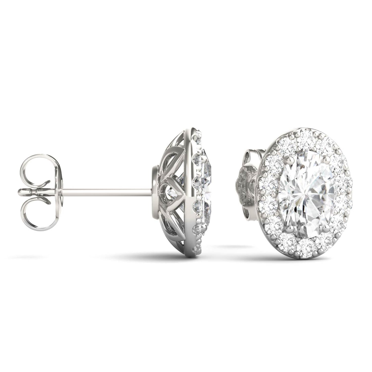 2.22 CTW Oval Moissanite Halo Earrings