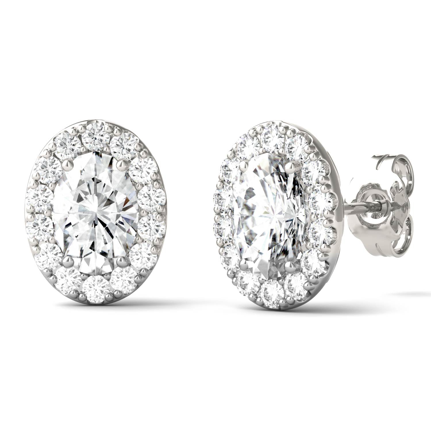 2.22 CTW Oval Moissanite Halo Earrings