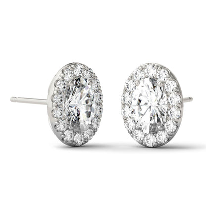 2.22 CTW Oval Moissanite Halo Earrings