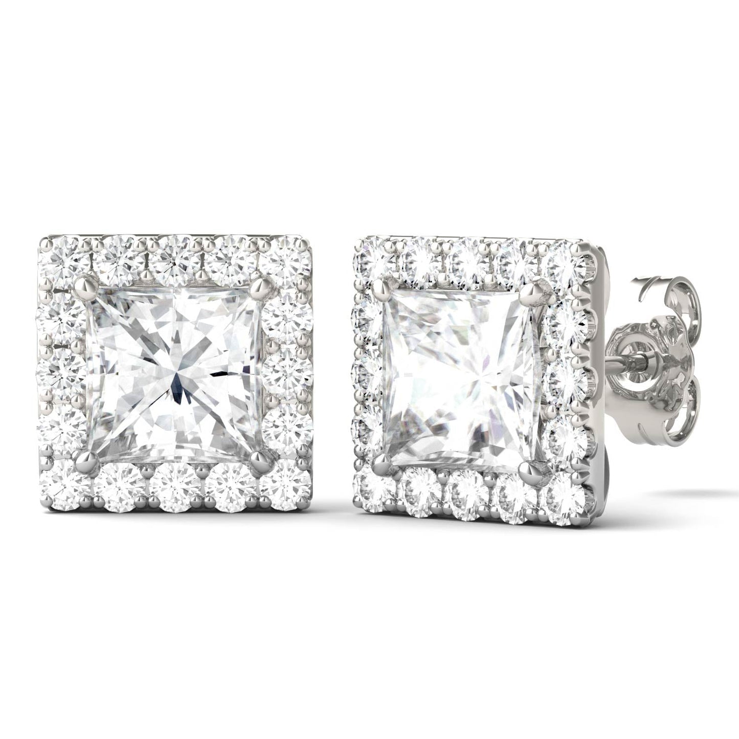 3.08 CTW Moissanite Halo Earrings