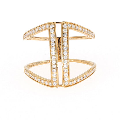 Moissanite Open Fashion Ring 14K Yellow Gold