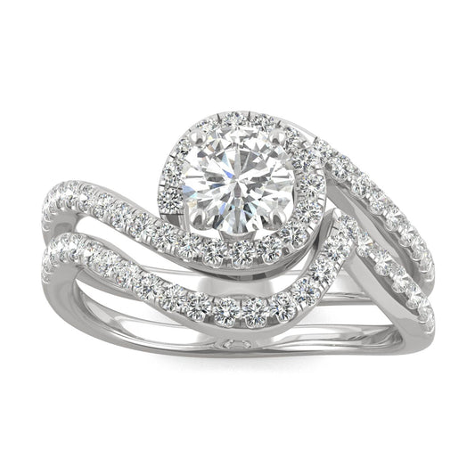 1.18 CTW Moissanite Bypass Halo Ring Set