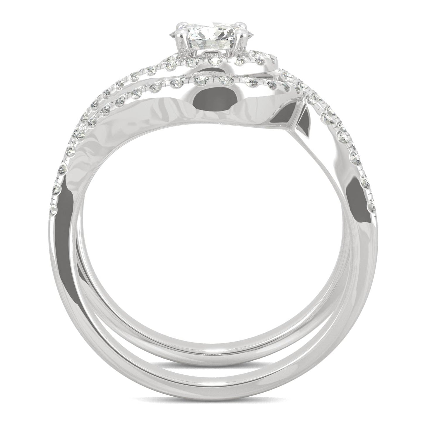 1.18 CTW Moissanite Bypass Halo Ring Set