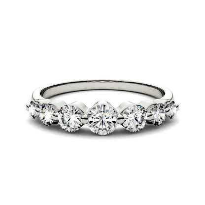 0.87 CTW Round Moissanite Seven Stone Ring