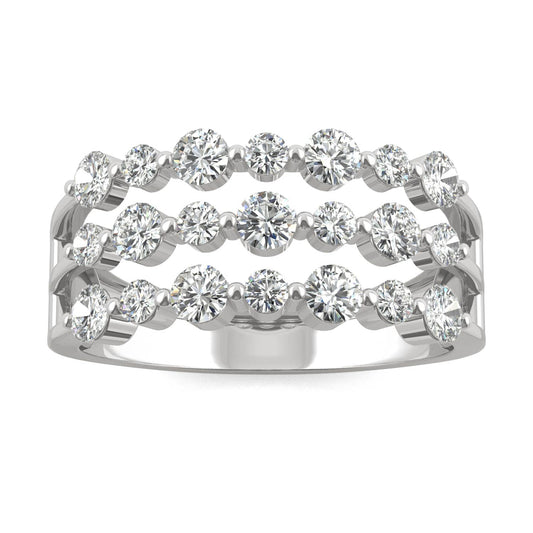 0.91 CTW Moissanite Three Row Ring