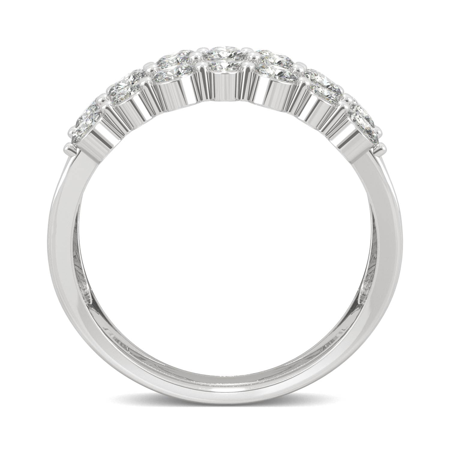 0.91 CTW Moissanite Three Row Ring