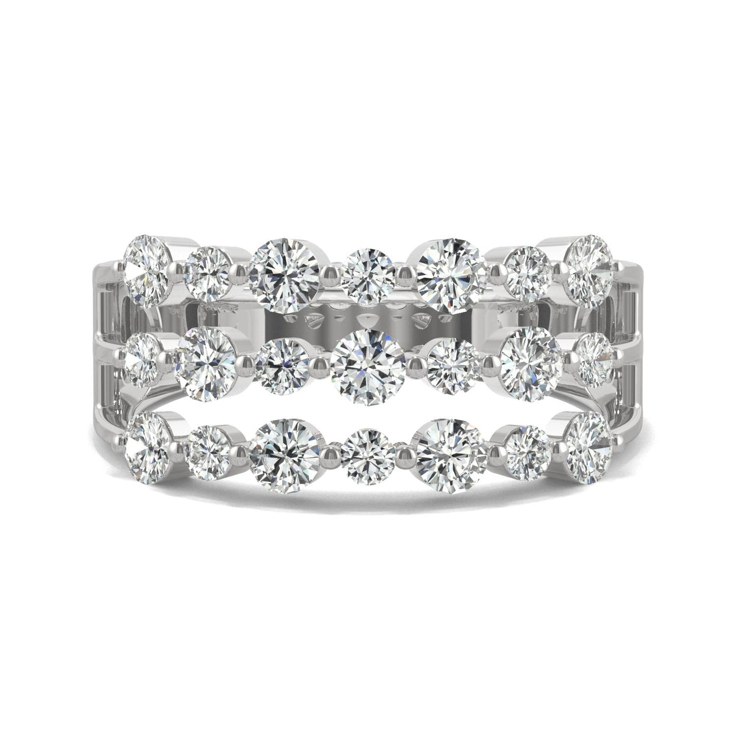 0.91 CTW Moissanite Three Row Ring