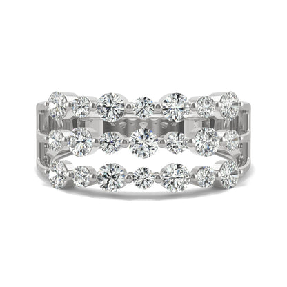 0.91 CTW Moissanite Three Row Ring