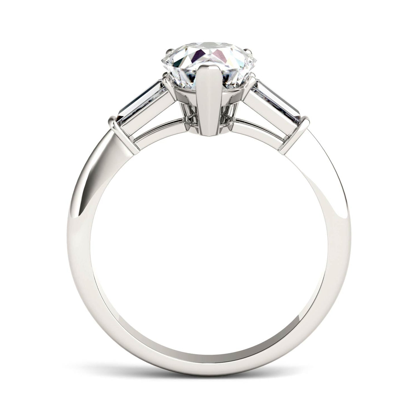 2.47 CTW Pear Moissanite Engagement Ring in 14K White Gold