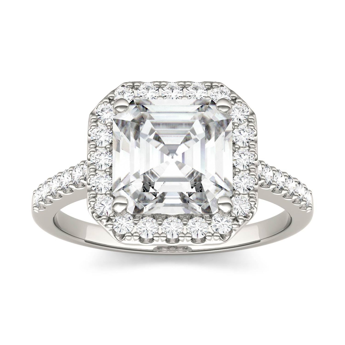 2.69 CTW Asscher Moissanite Halo Ring