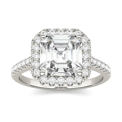 2.69 CTW Asscher Moissanite Halo Ring