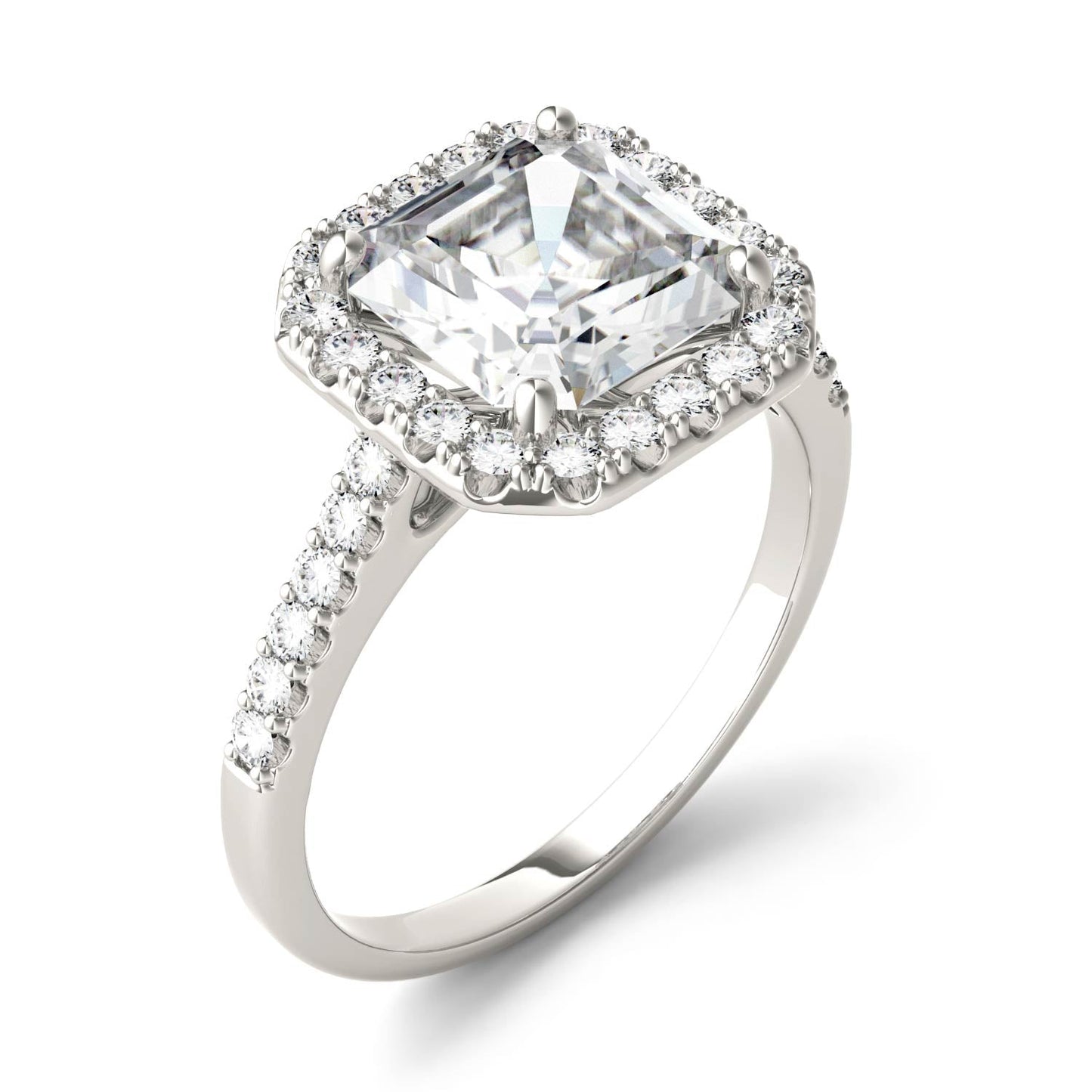 2.69 CTW Asscher Moissanite Halo Ring