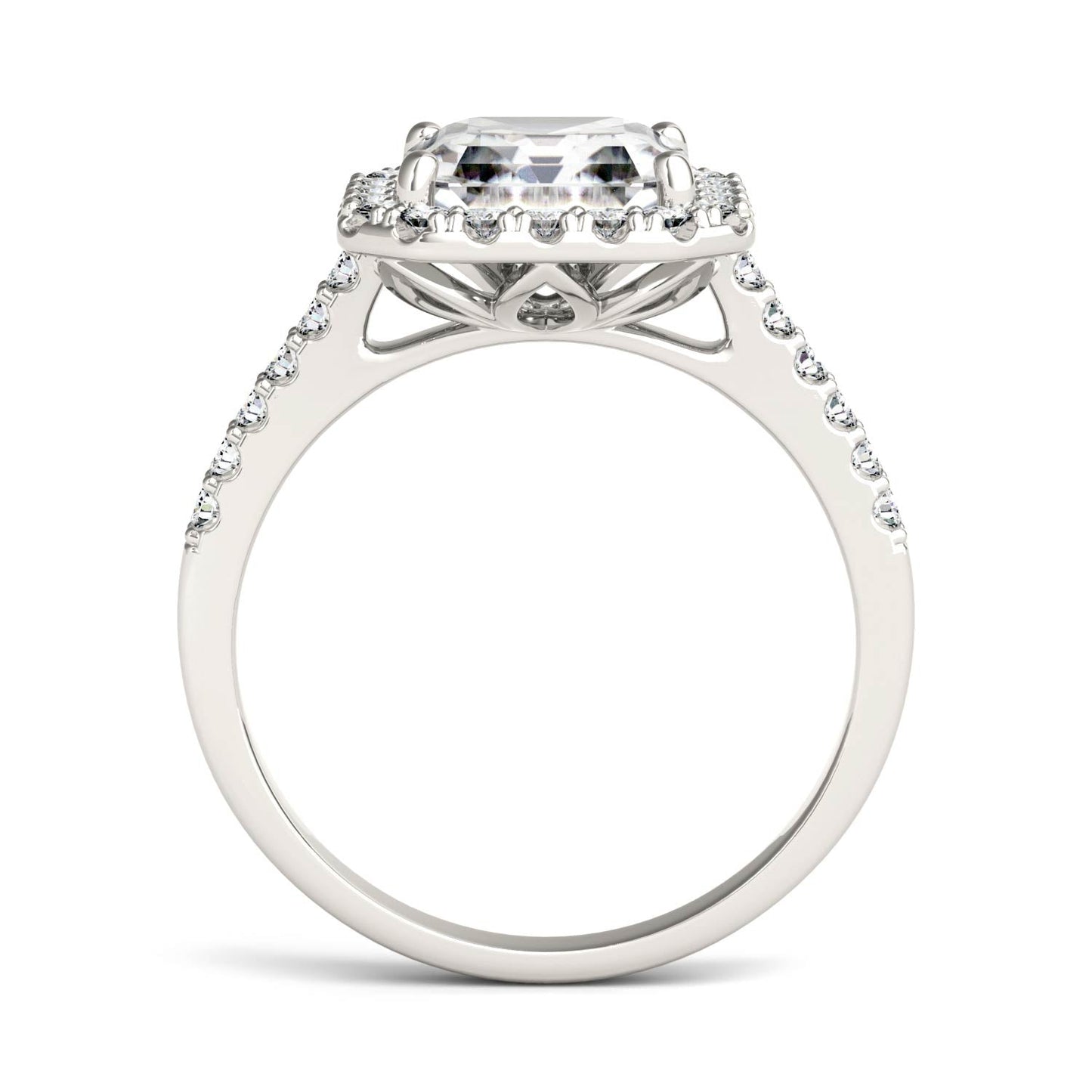 2.69 CTW Asscher Moissanite Halo Ring