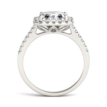 2.69 CTW Asscher Moissanite Halo Ring