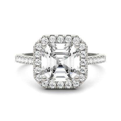 2.69 CTW Asscher Moissanite Halo Ring