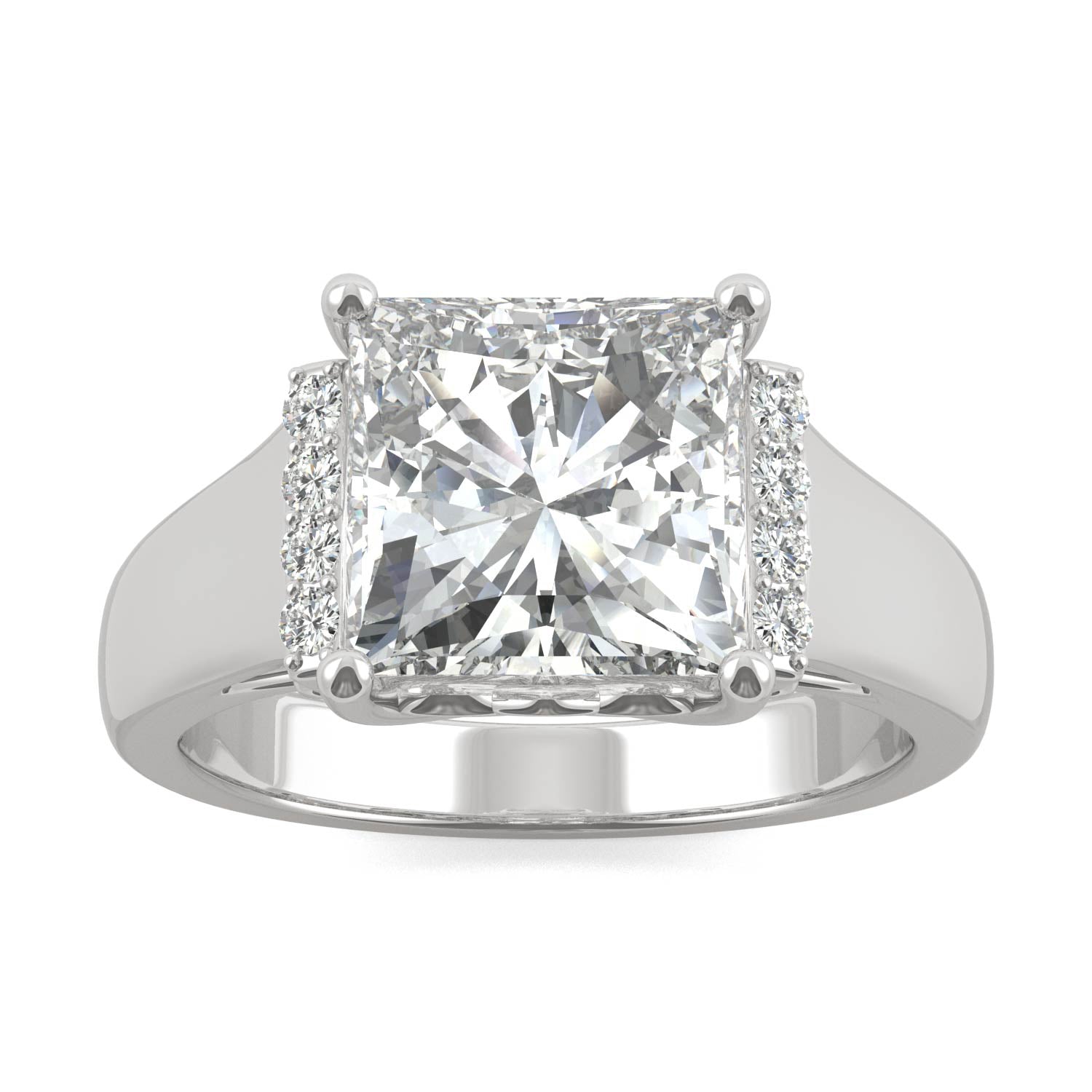 3.72 CTW Moissanite Square Ring