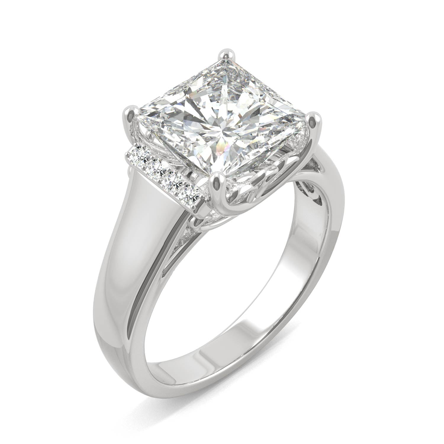 3.72 CTW Moissanite Square Ring