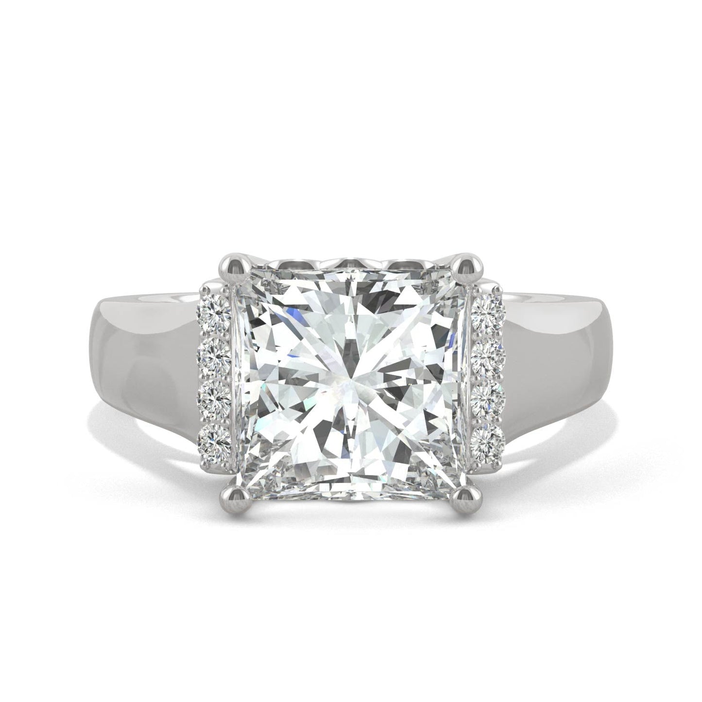 3.72 CTW Moissanite Square Ring