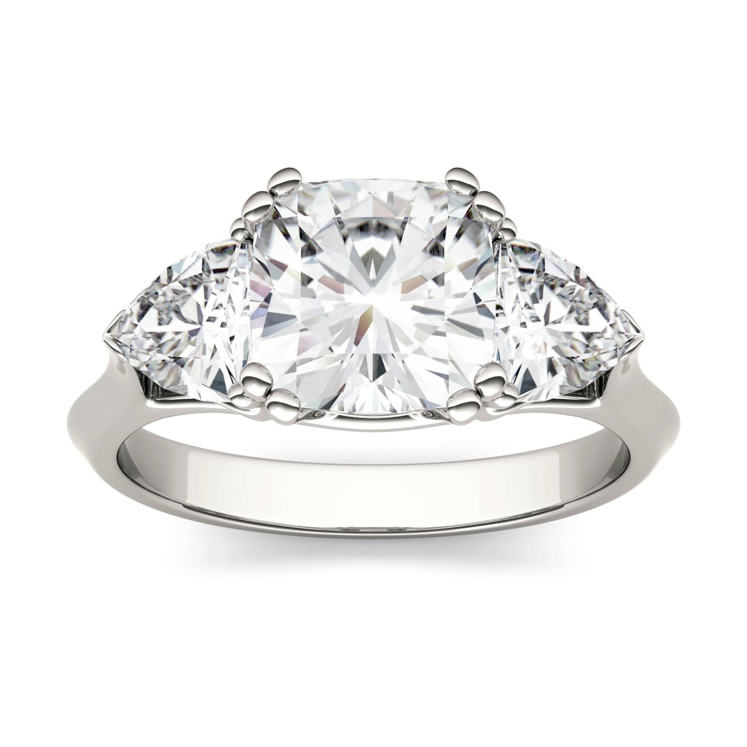 3CT Moissanite Cushion Three Stone Ring