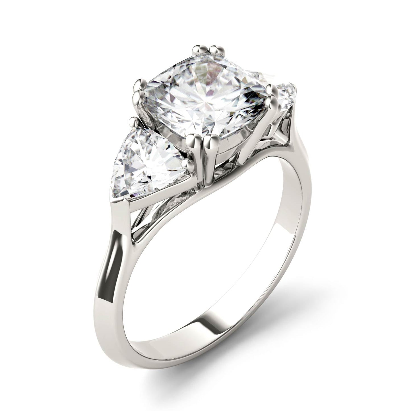 3CT Moissanite Cushion Three Stone Ring