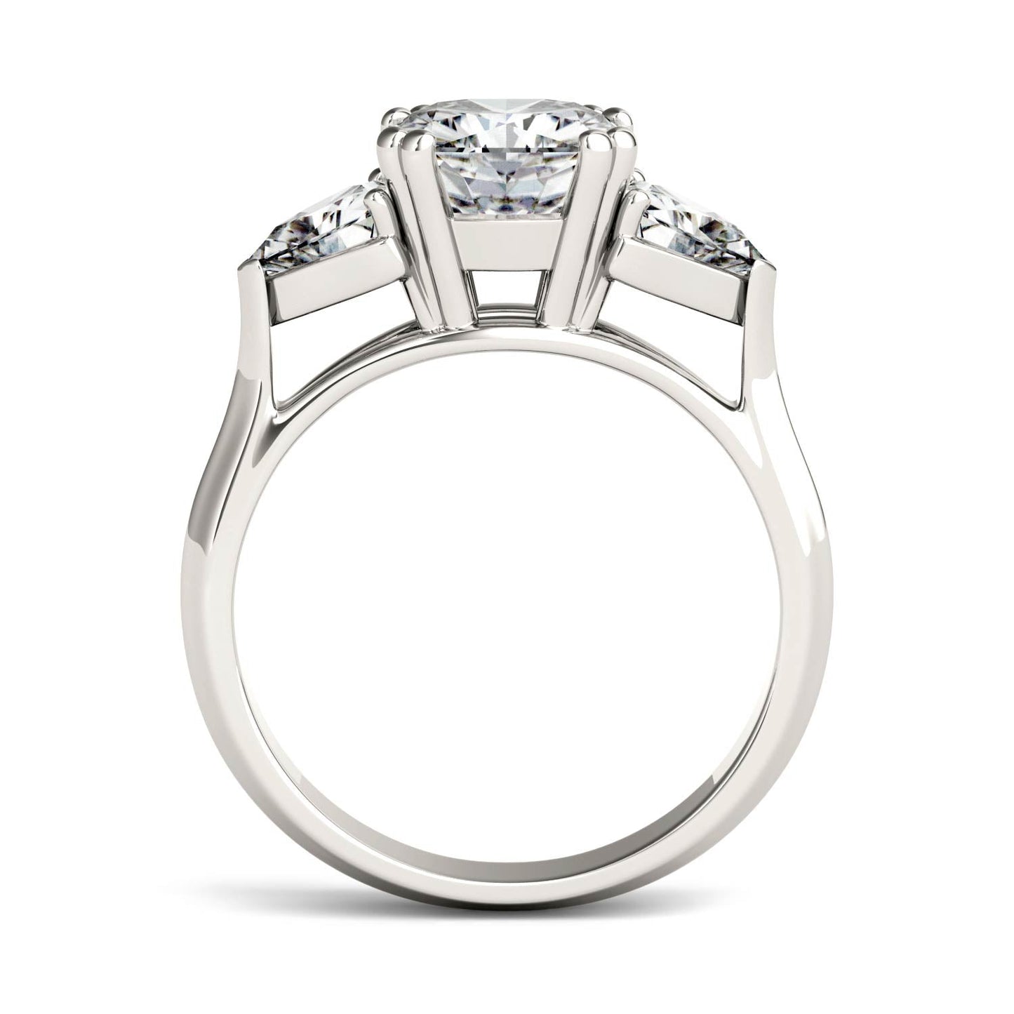 3CT Moissanite Cushion Three Stone Ring