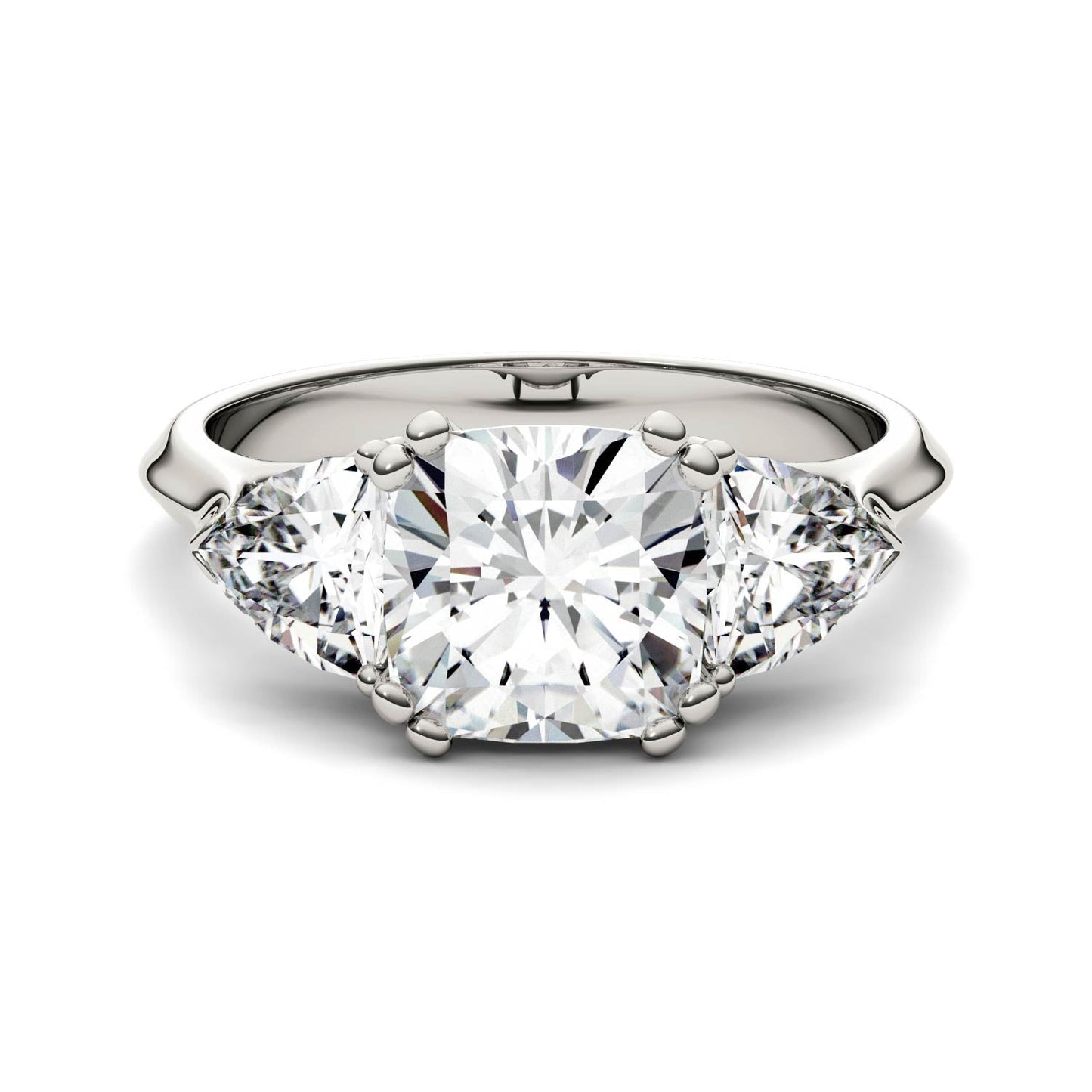 3CT Moissanite Cushion Three Stone Ring