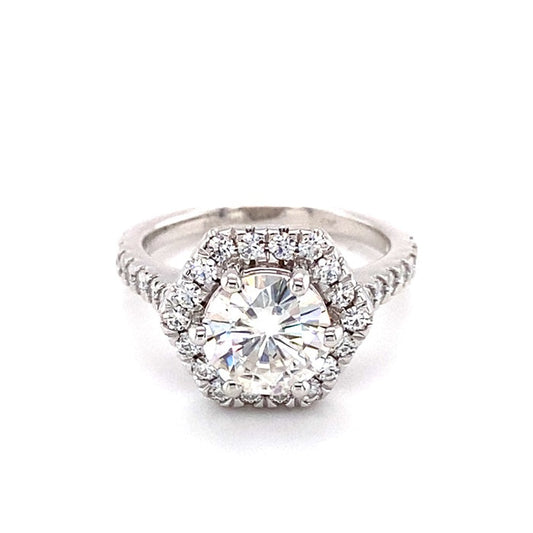 2.06CT Moissanite Halo Engagement Ring