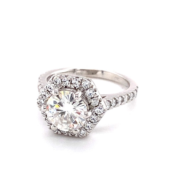 2.06CT Moissanite Halo Engagement Ring