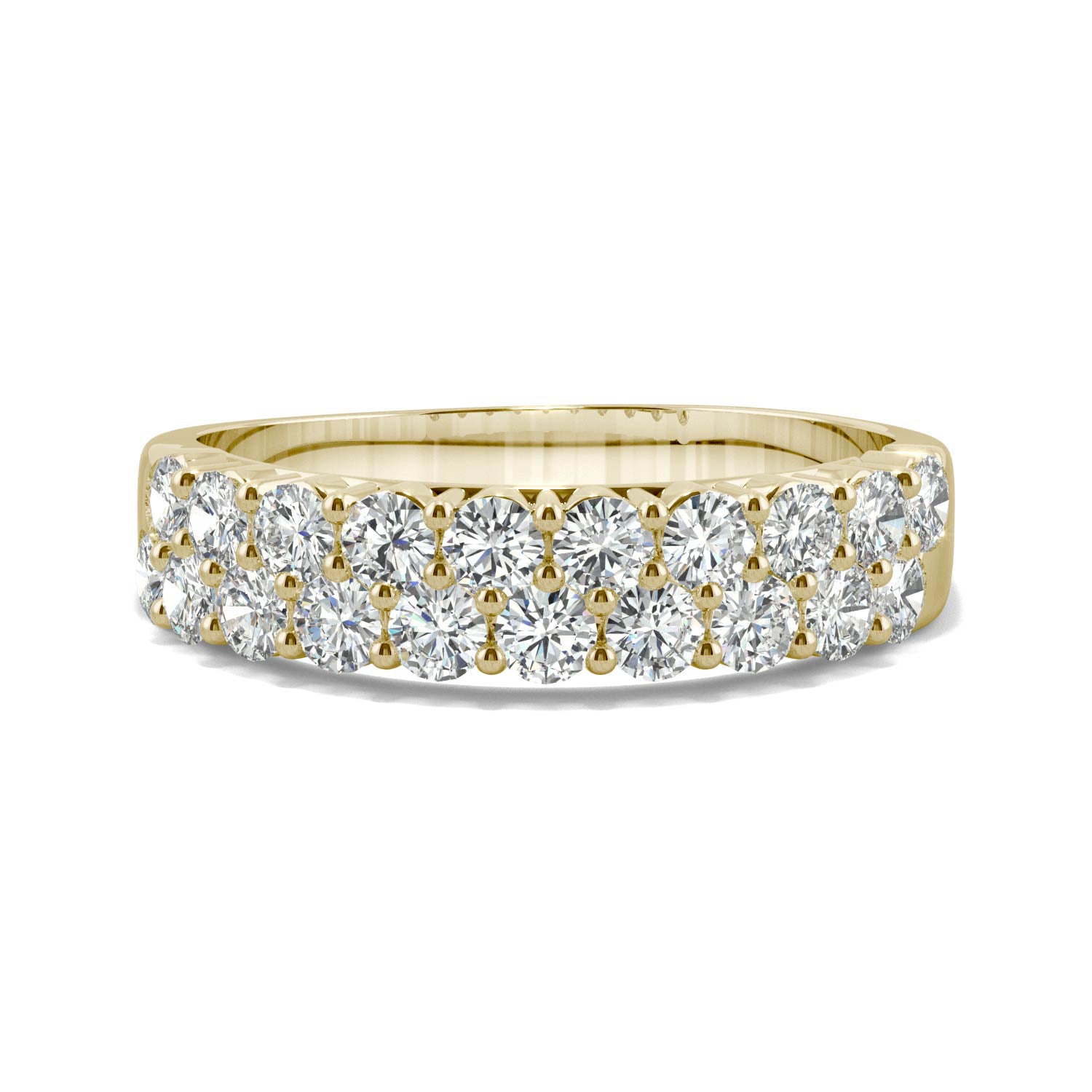 1.00 CTW Moissanite Two Row Ring 14K Yellow Gold