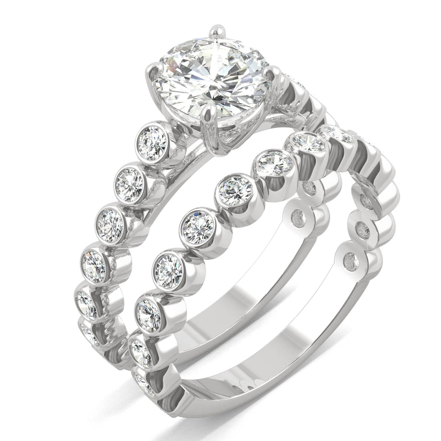 2.22 CTW Moissanite Round Wedding Set