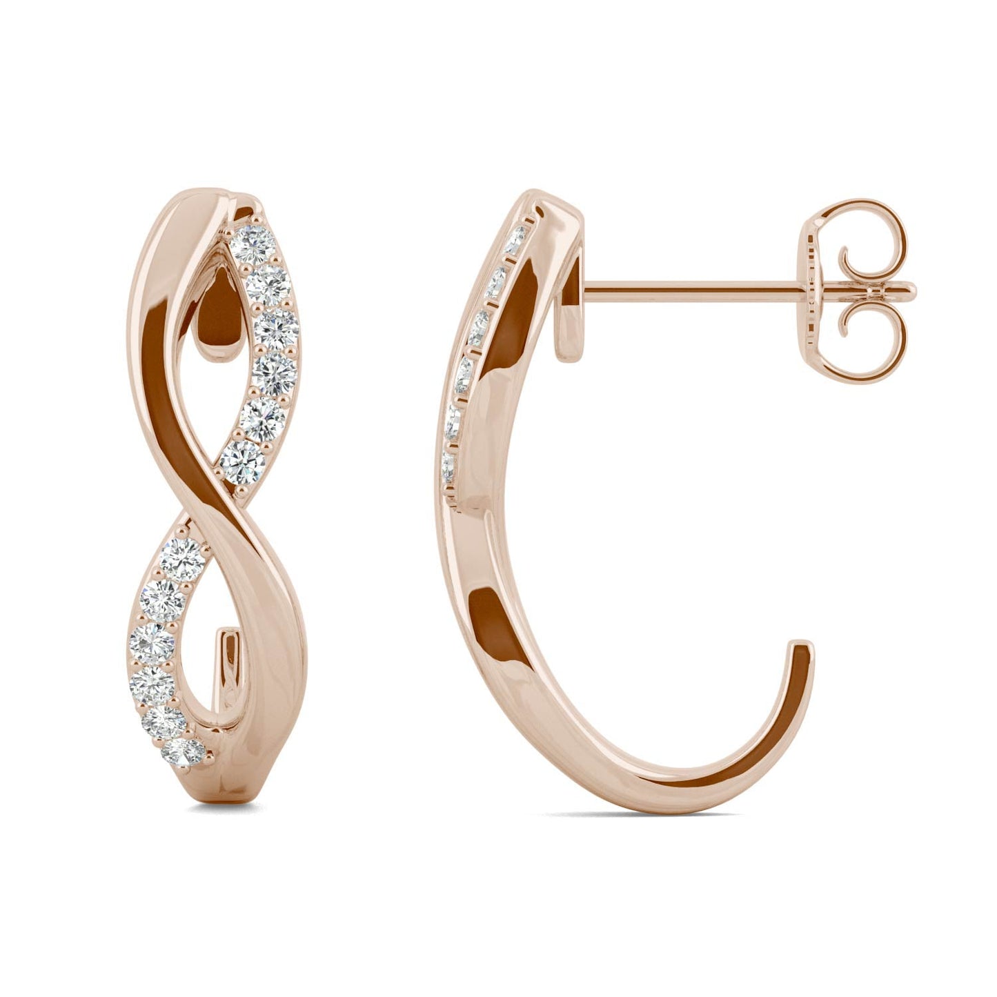 0.16 CTW DEW Moissanite Infinity J-Hoop Earrings