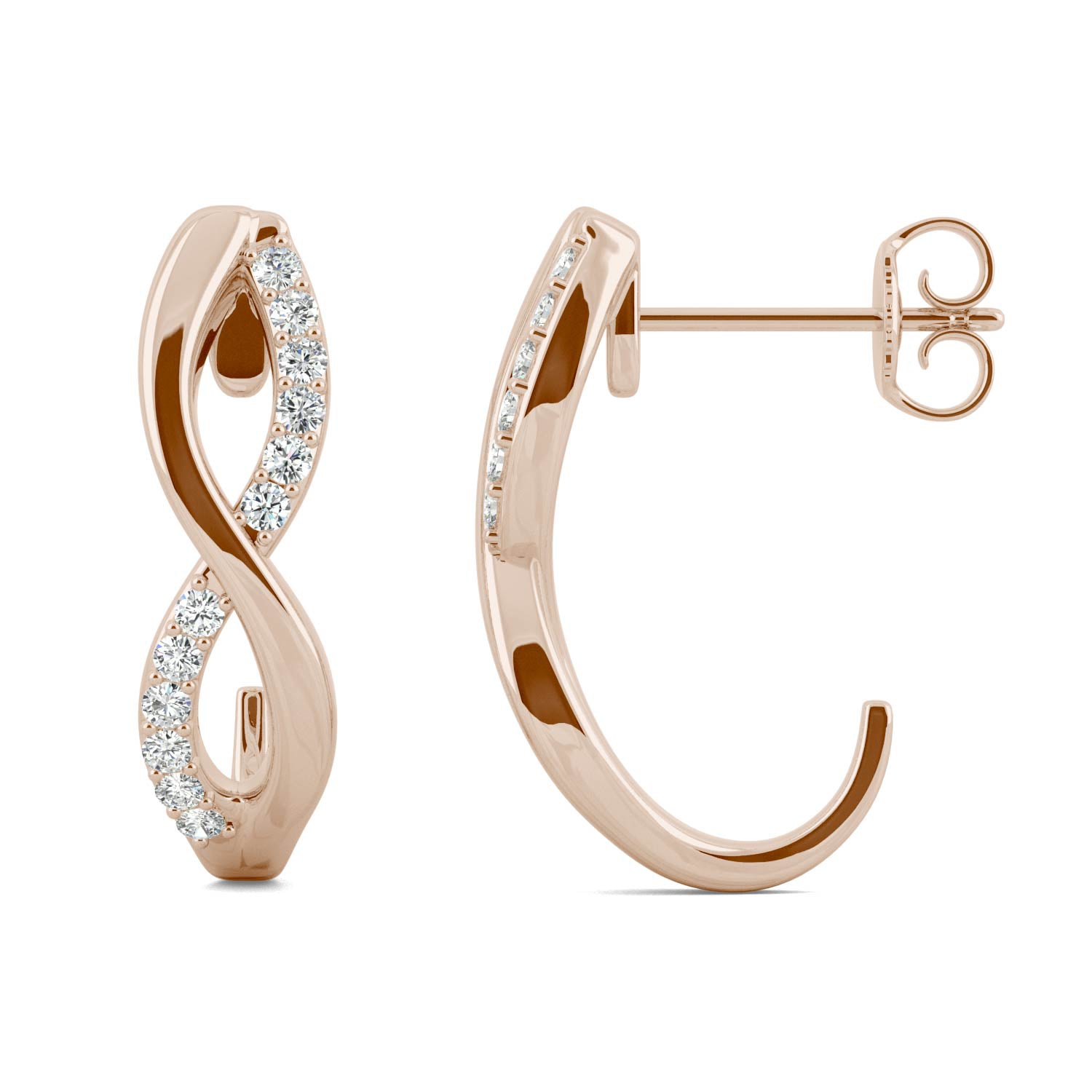 0.16 CTW DEW Moissanite Infinity J-Hoop Earrings