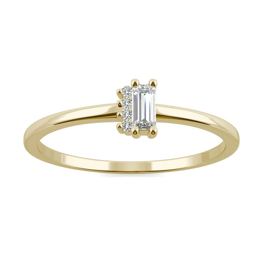 Moissanite Yellow Gold Baguette Ring