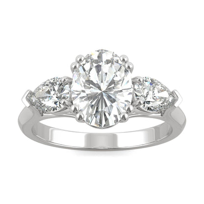 2.96 CTW Oval Moissanite Three-Stone Engagement Ring