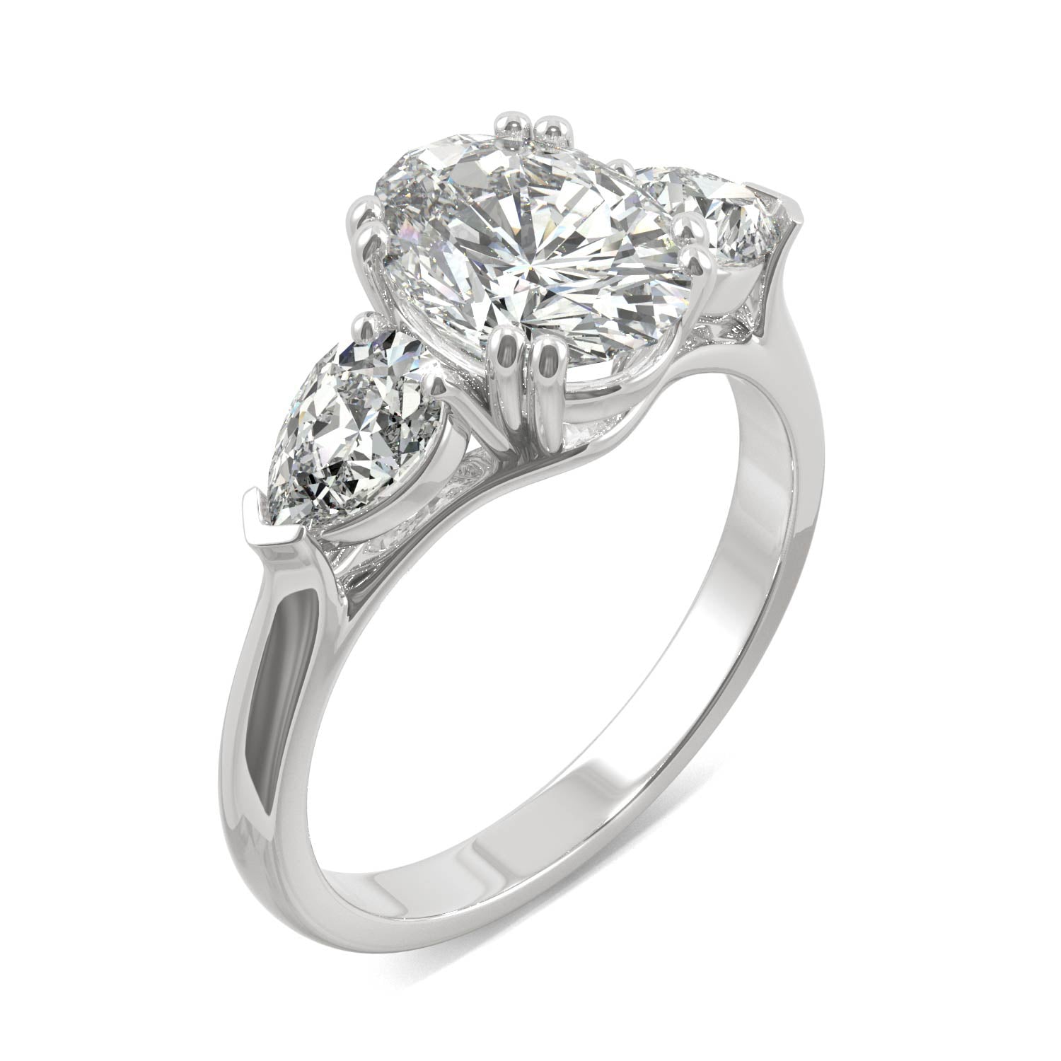 2.96 CTW Oval Moissanite Three-Stone Engagement Ring