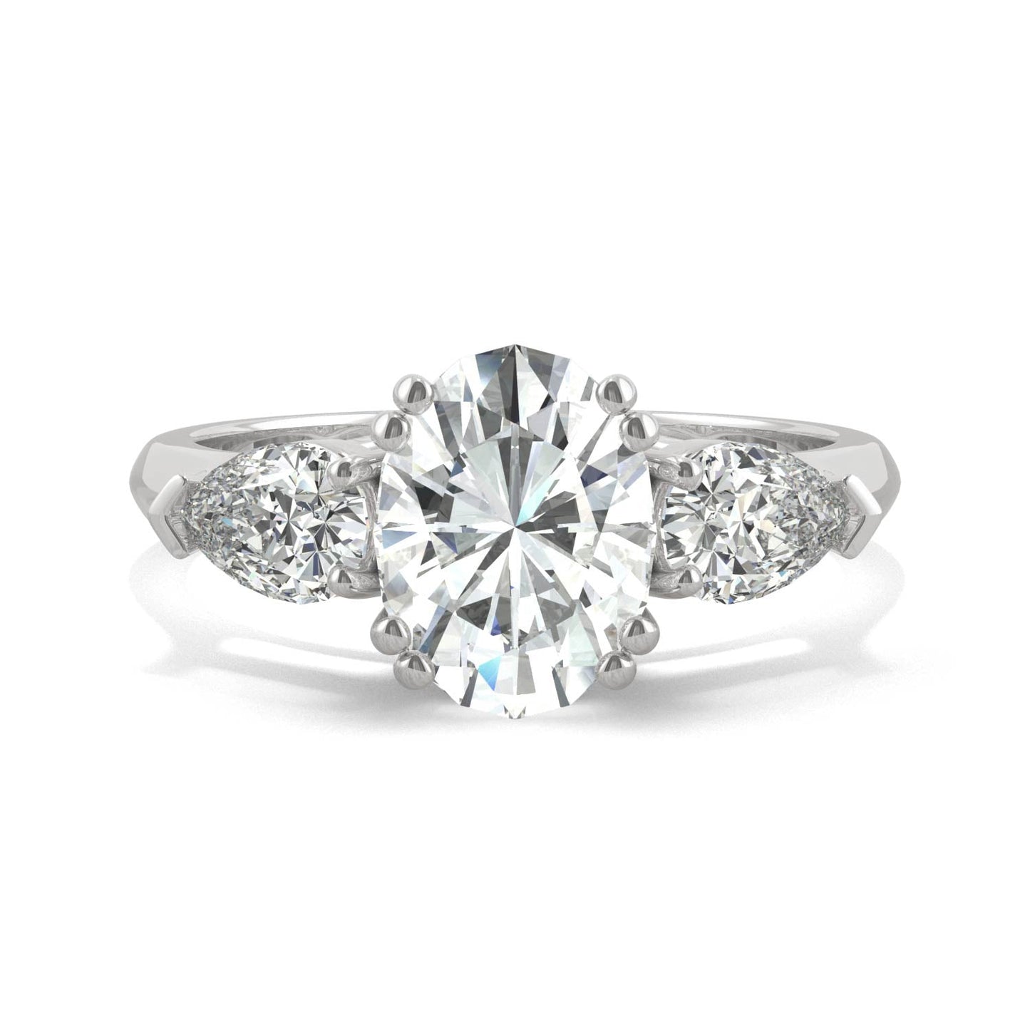 2.96 CTW Oval Moissanite Three-Stone Engagement Ring