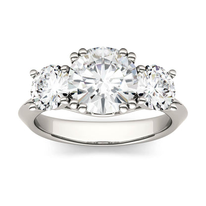 3.10 CTW Round Moissanite Three Stone Ring