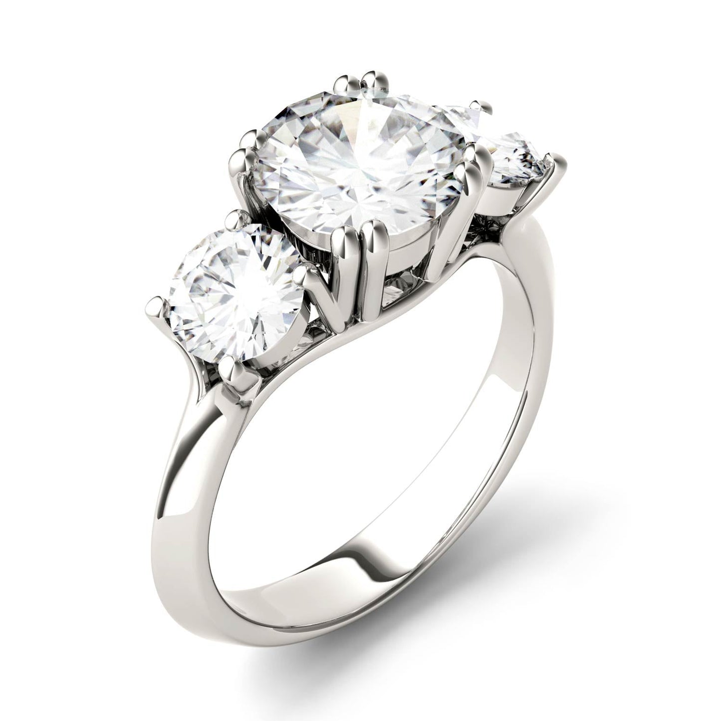 3.10 CTW Round Moissanite Three Stone Ring