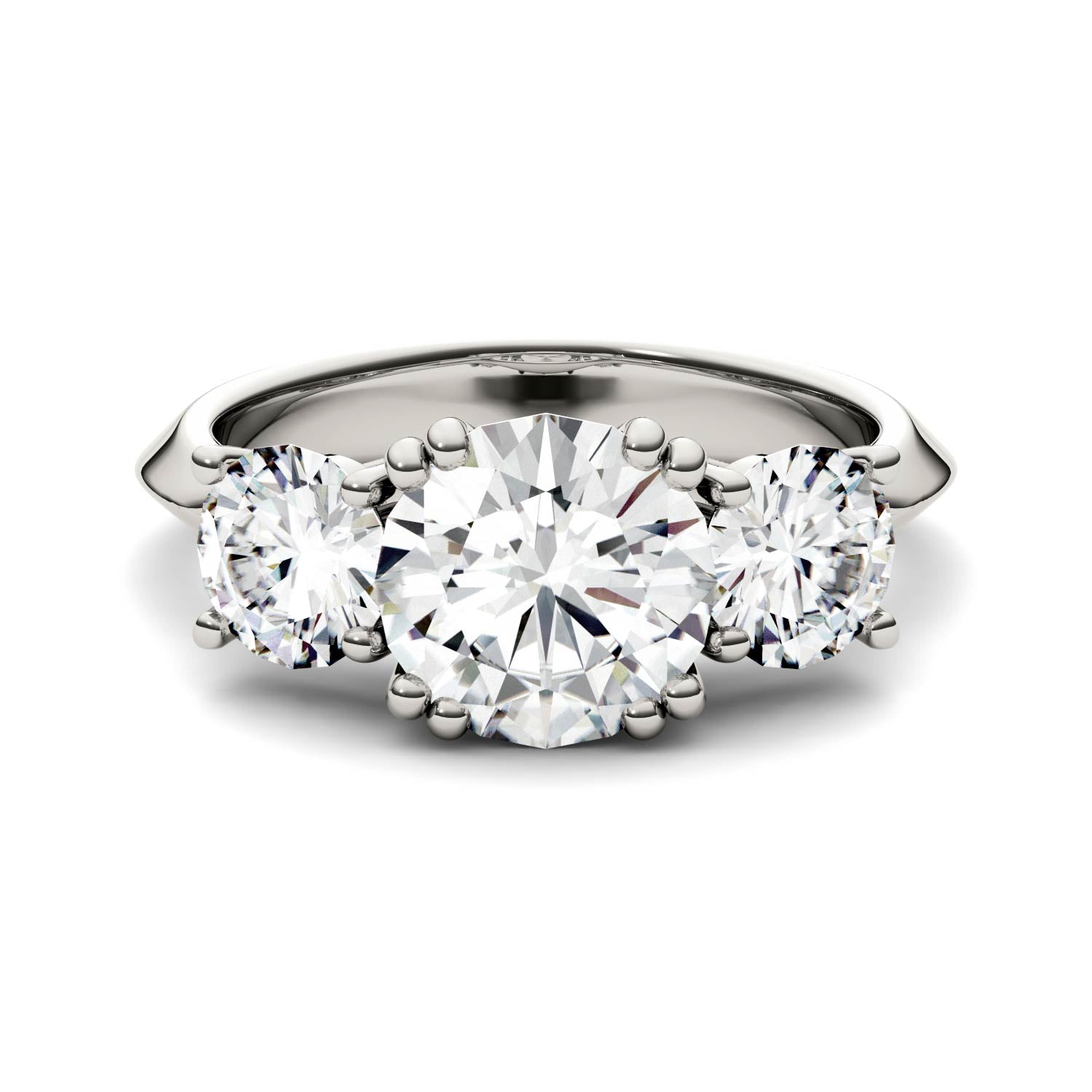 3.10 CTW Round Moissanite Three Stone Ring