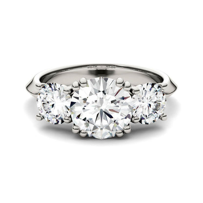 3.10 CTW Round Moissanite Three Stone Ring