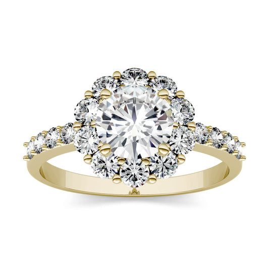 1.78 CTW Moissanite Halo Ring