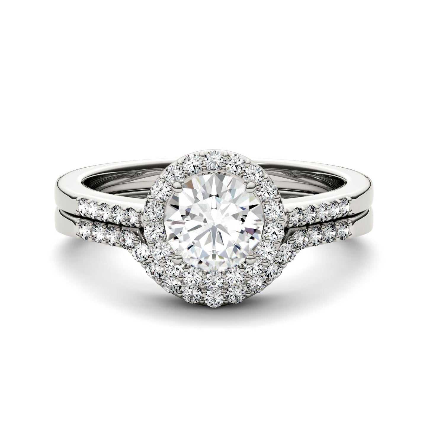 1.15 CTW DEW Round Moissanite Halo Ring