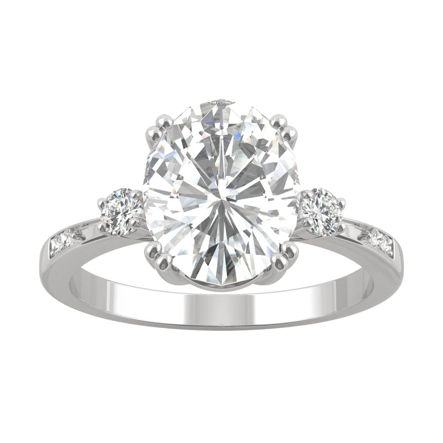 3.14 CTW Oval Moissanite Seven Stone Ring