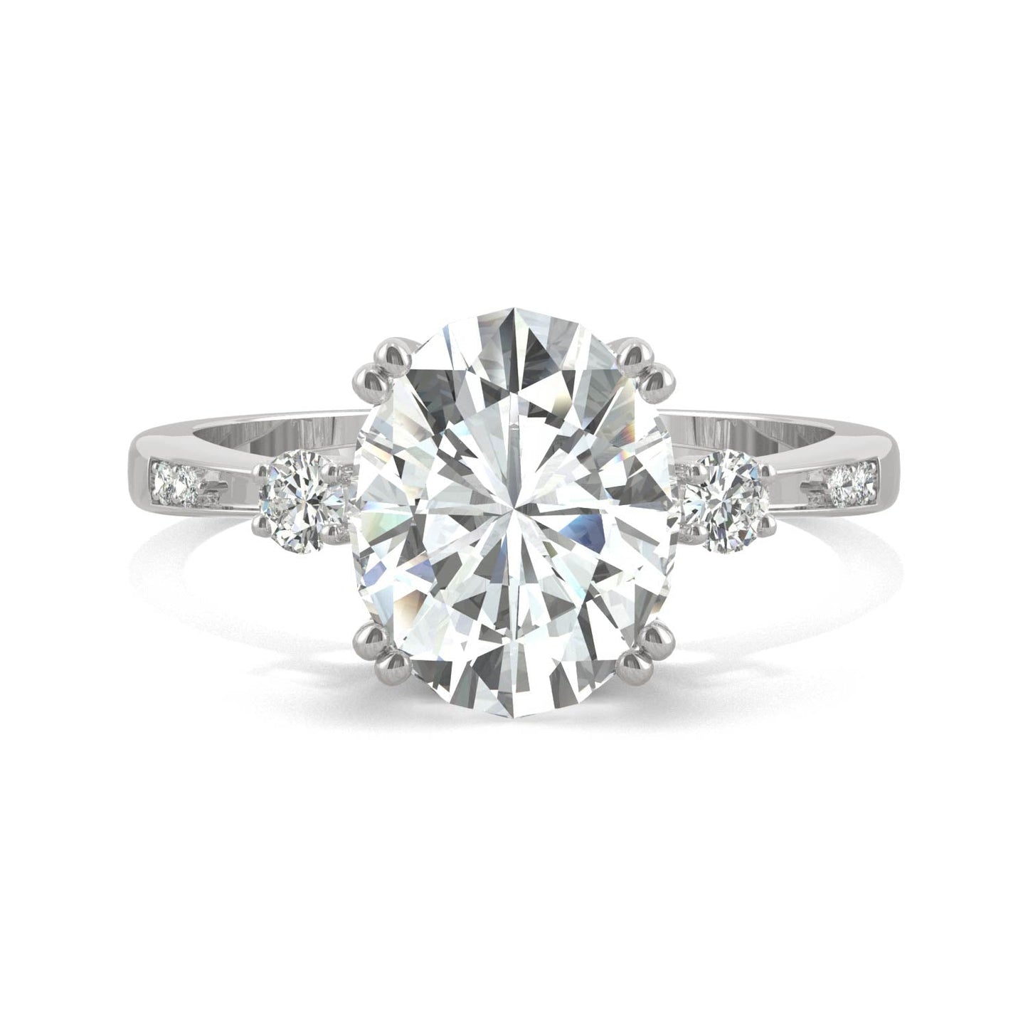 3.14 CTW Oval Moissanite Seven Stone Ring