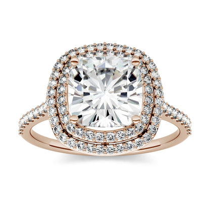 2.90 CTW Cushion Moissanite Halo Ring