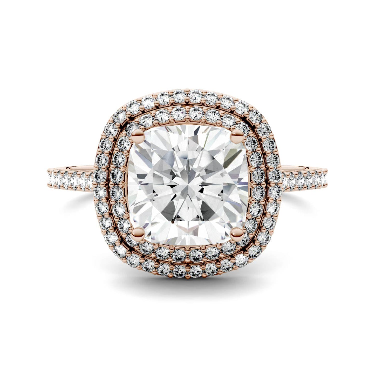 2.90 CTW Cushion Moissanite Halo Ring