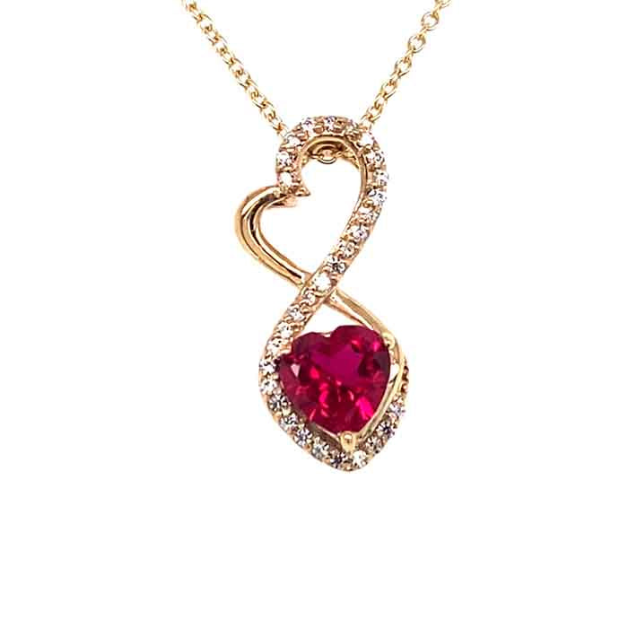 1.21 CTW Lab Ruby & Moissanite Pendant