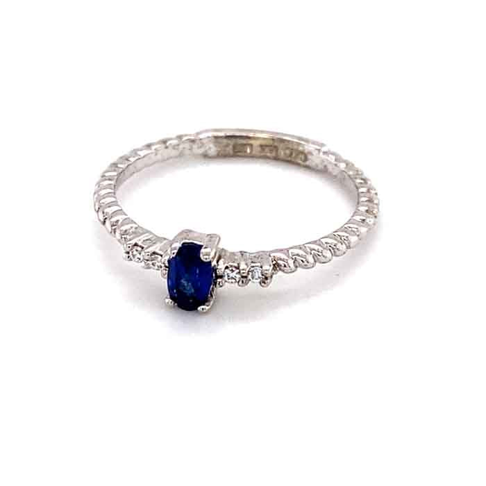 0.32 CTW Blue Oval Lab-Created Sapphire & Moissanite Ring